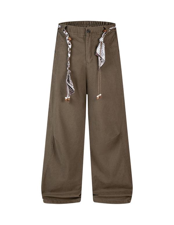 BAKYARDER Vintage Wide-Leg Belted Barrel Utility Pants