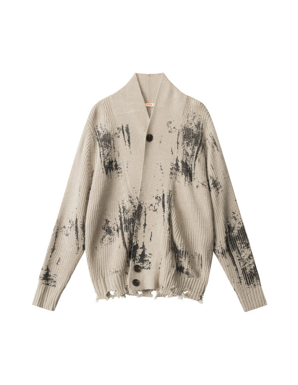 BAKYARDER Vintage Tie-Dye Distressed Cardigan Sweater