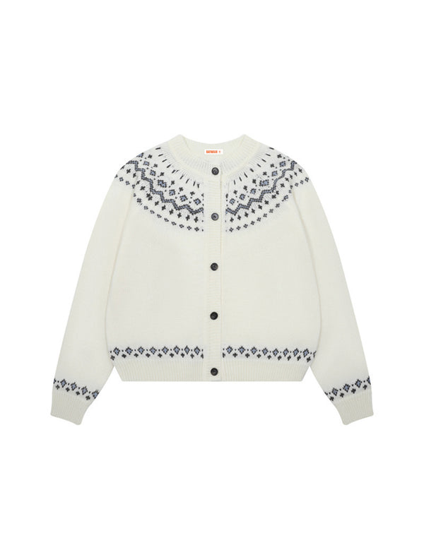BAKYARDER Vintage Fair Isle Pattern Jacquard Cardigan Sweater