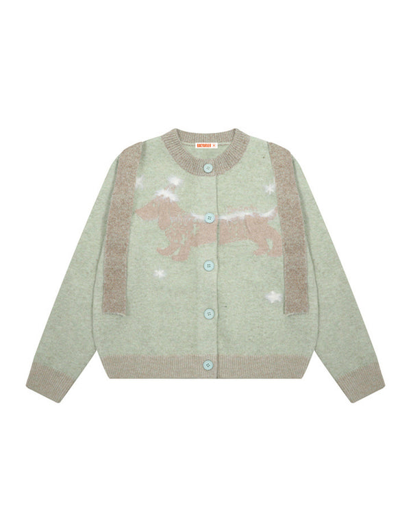 BAKYARDER Vintage Dog Jacquard Cardigan Sweater