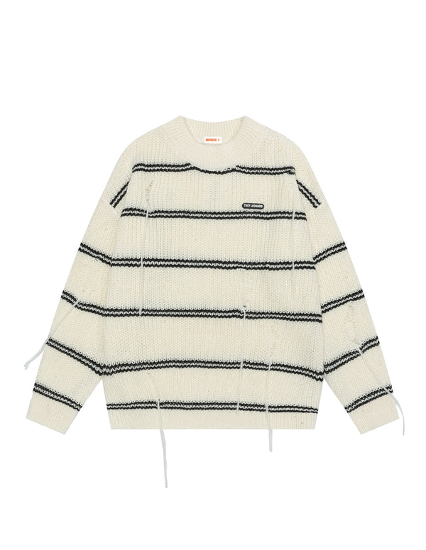 BAKYARDER Colorblock Striped Fringe Sweater