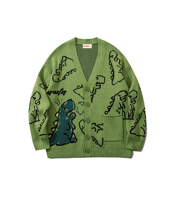 Maglione di cardigan jacquard all-over cartoon BAKYARDER Street