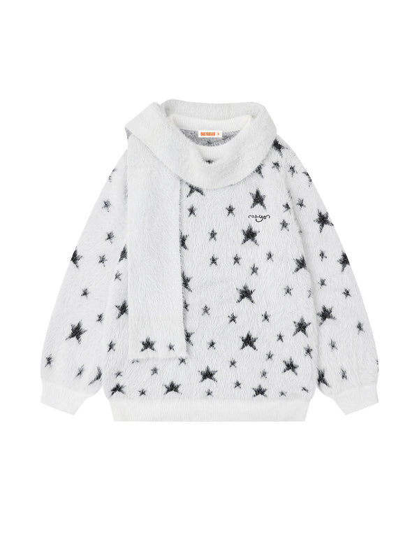 BAKYARDER Plush Star Jacquard Pullover Sweater