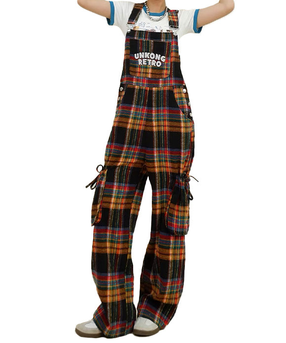 BAKYARDER Vintage Colorful Checkered Overalls