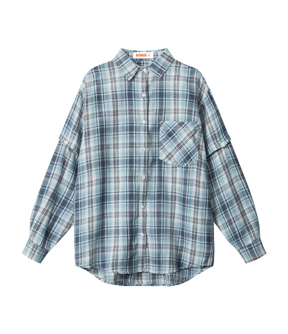 BAKYARDER Vintage Plaid Shirt with Detachable Sleeves