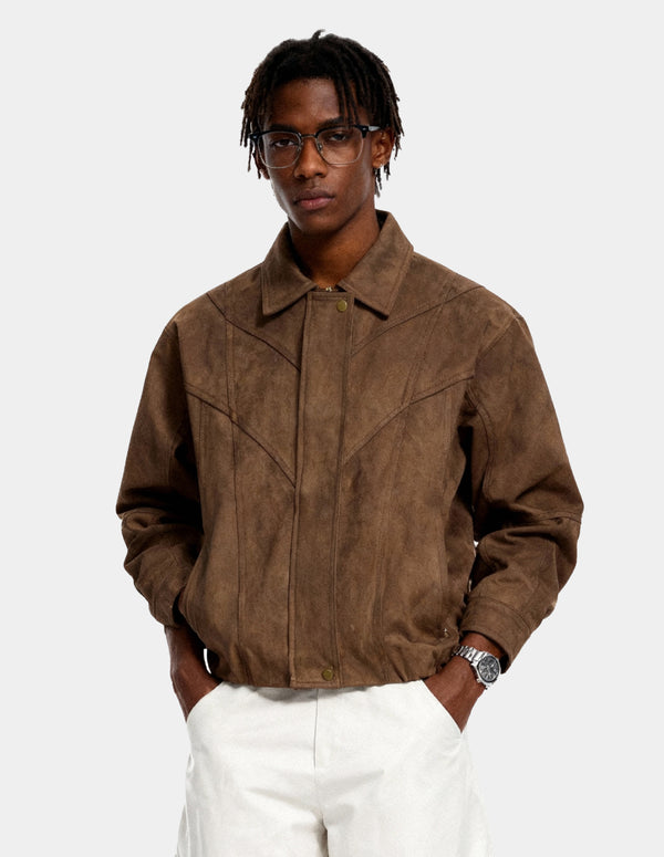 BAKYARDER Retro Faded Turn-Down Collar Jacket