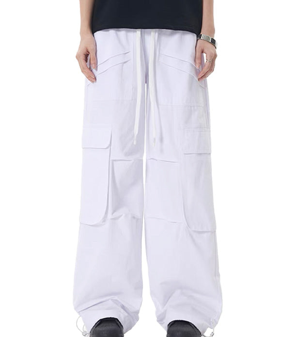 BAKYARDER Wrinkled Wide-Leg Multi-Pocket Cargo Pants