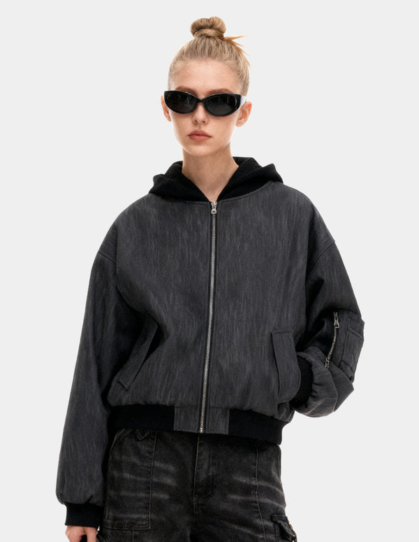 BAKYARDER Vintage Patchwork Faux Two-Piece Hoodie Jacket