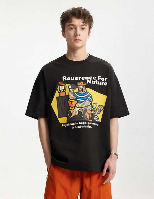 BAKYARDER Bear Print Letter Tee