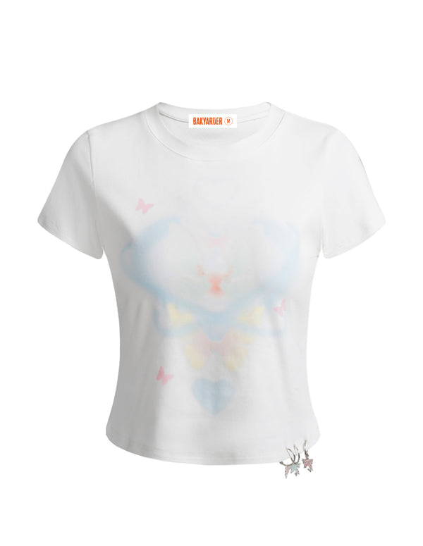 BAKYARDER Butterfly Print Pendant Slim-Fit Tee