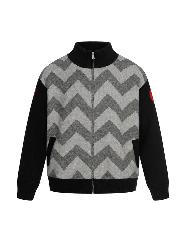 BAKYARDER Color-Block Striped Zip-Up Cardigan