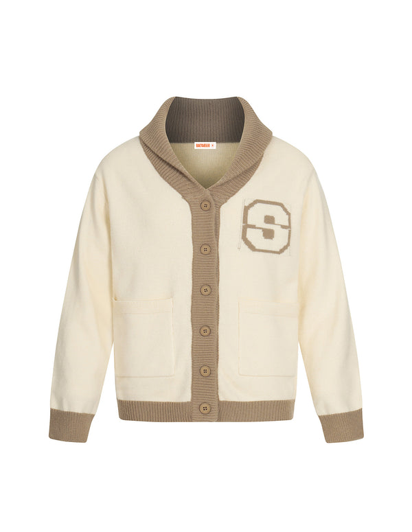 BAKYARDER Colorblock Jacquard Lapel Cardigan