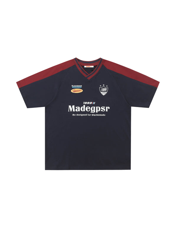 BAKYARDER Colorblock Letter V-Neck Raglan Tee