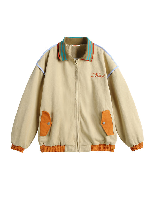 BAKYARDER Jacke mit kontrastierendem Patchwork-Kragen und Stickerei