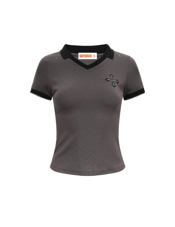 BAKYARDER Cross Embroidered Sports Tee