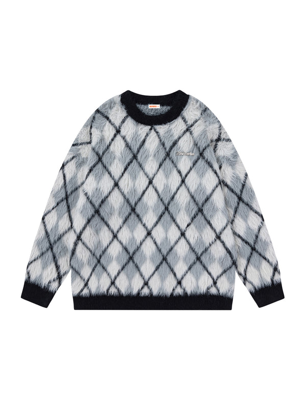 BAKYARDER Diamond Pattern Mohair Pullover Sweater