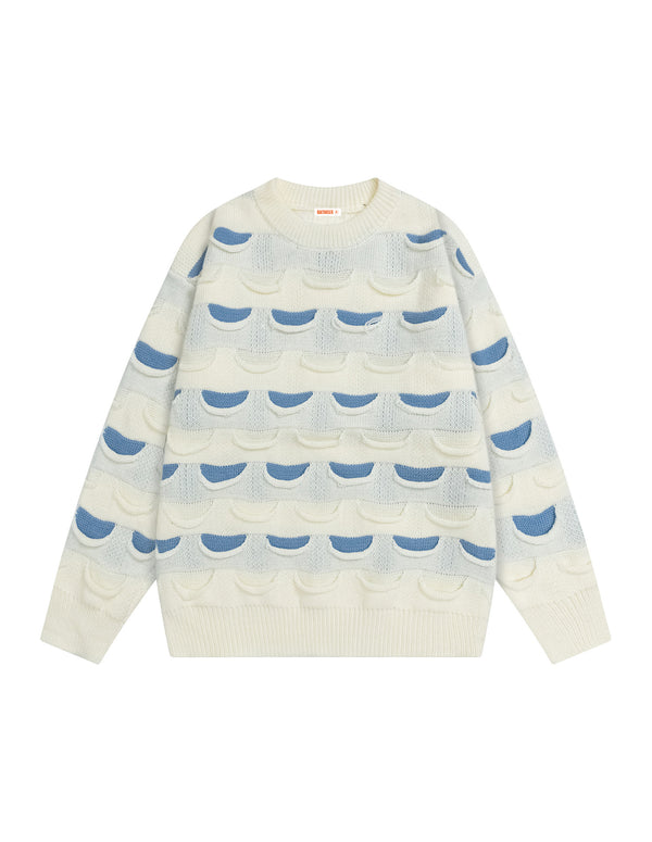 BAKYARDER Distressed Colorblock Pullover Sweater