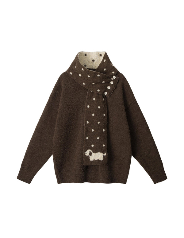 BAKYARDER Dog & Polka Dot Scarf Sweater