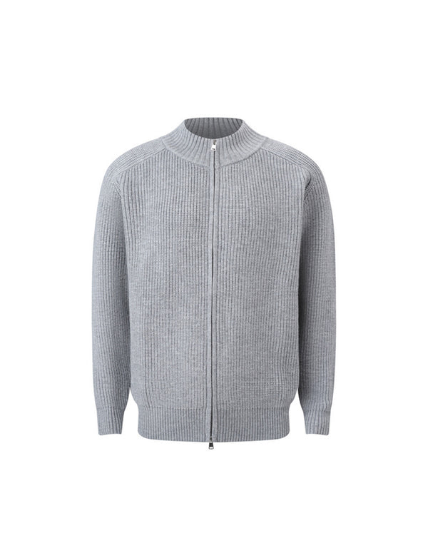 BAKYARDER Double-Zip Stand-Collar Knit Cardigan Sweater
