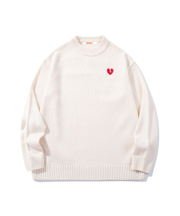 BAKYARDER Heart-Shaped Round Neck Sweater