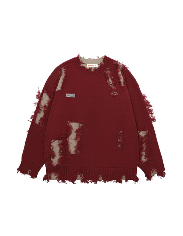 BAKYARDER Irregular Distressed Sweater