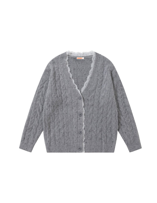 BAKYARDER Lace Layered V-Neck Cardigan Sweater