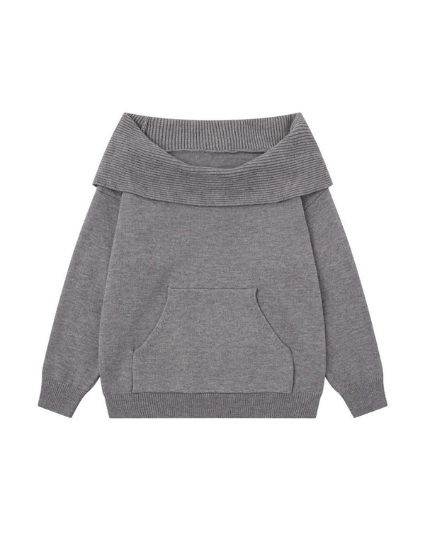 BAKYARDER Off-Shoulder Hooded Sweater