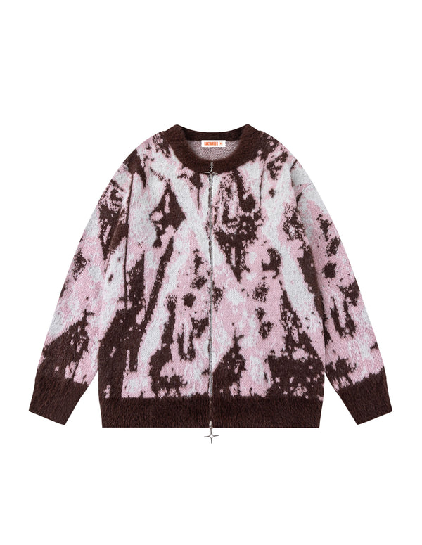 BAKYARDER Ombre Jacquard Mohair Zip Cardigan