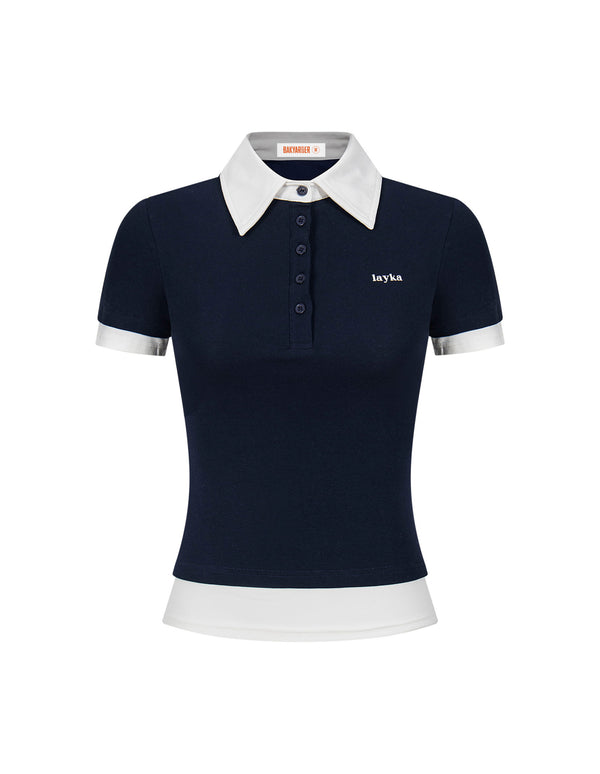 BAKYARDER Polo-Style Layered Preppy Tee