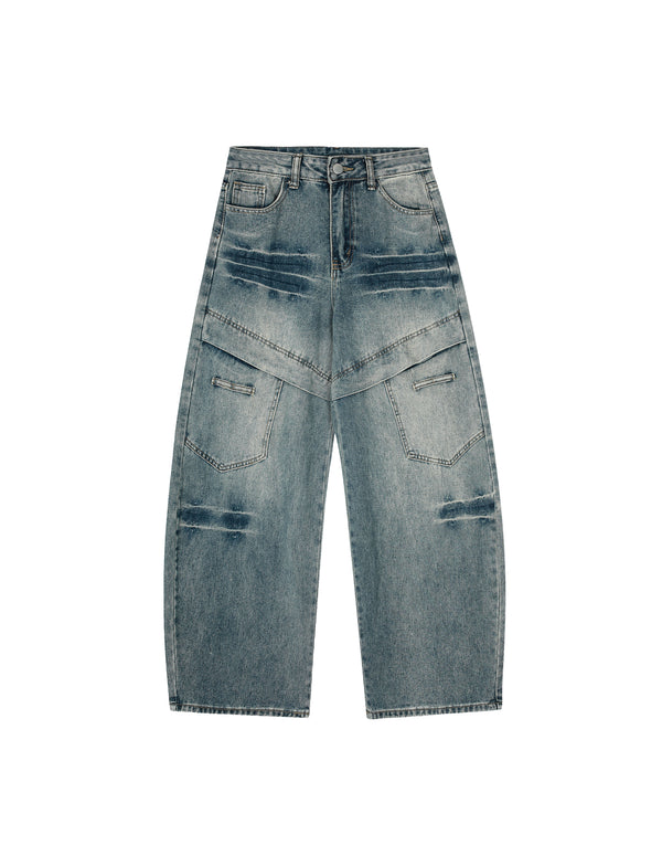 BAKYARDER Retro Panelled Cargo Barrel Jeans
