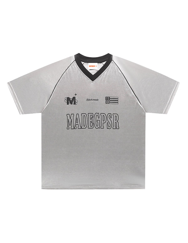 BAKYARDER Silver Satin Letter Print Tee