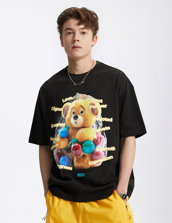 BAKYARDER Street Style Fun Bear Print Tee