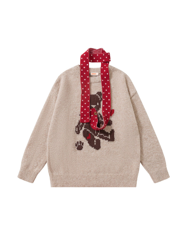 BAKYARDER Vintage Animal Jacquard Crewneck Pullover Sweater