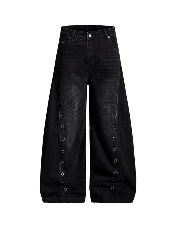 BAKYARDER Vintage Button-Front Barrel Jeans