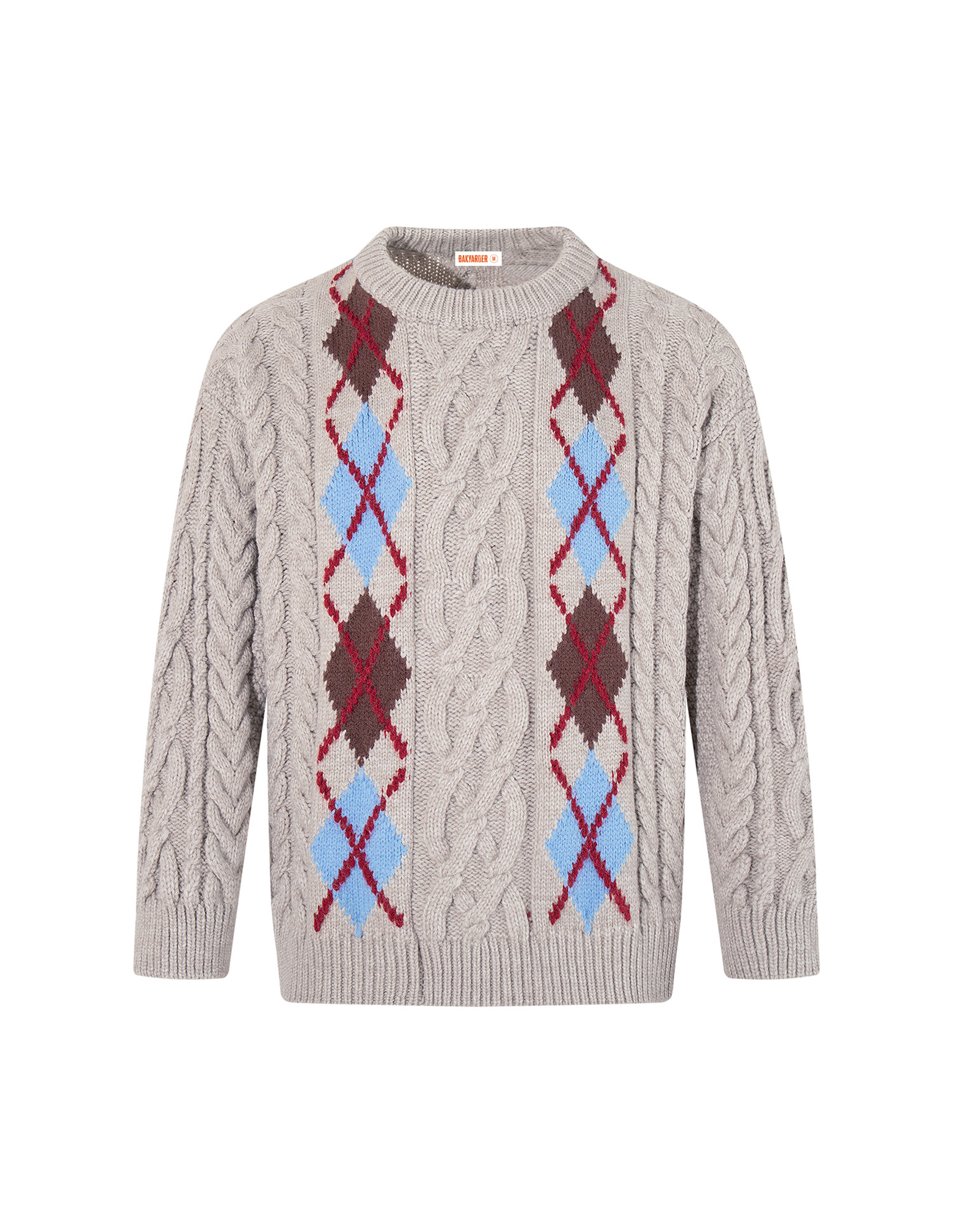 BAKYARDER Vintage Cable-Knit Diamond Pattern Sweater