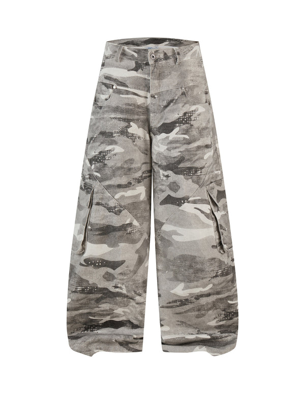 BAKYARDER Vintage Camouflage Cargo Barrel Pants