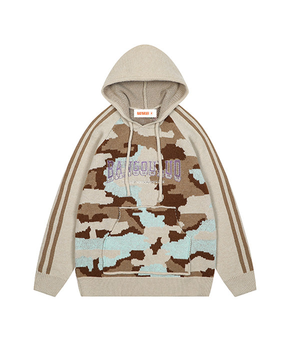 BAKYARDER Vintage Camouflage Hooded Sweater