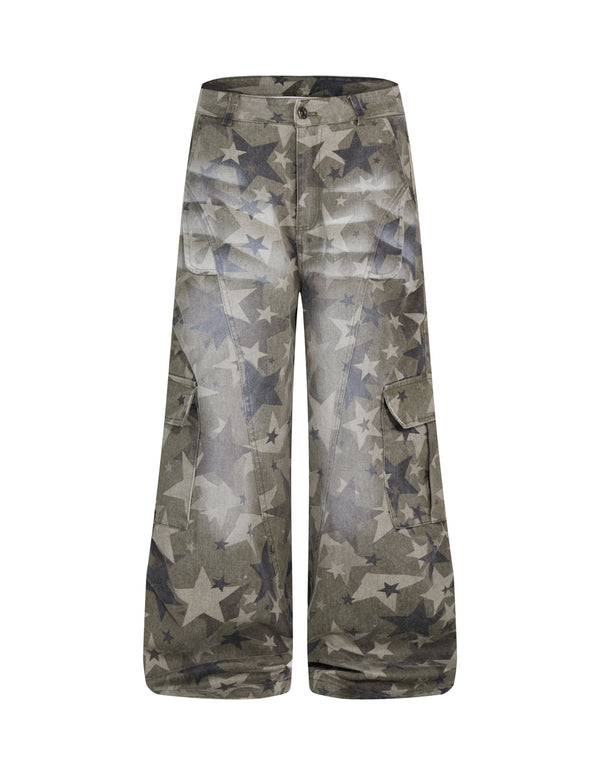 BAKYARDER Vintage Camouflage Utility Star Barrel Jeans