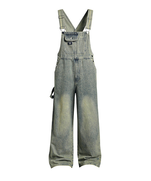 BAKYARDER Vintage Cargo Wide-Legged Denim Overalls