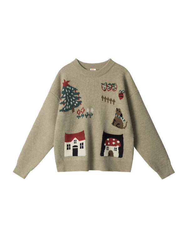 BAKYARDER Vintage Christmas Jacquard Pullover Sweater