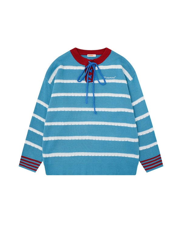 BAKYARDER Vintage Color-Block Crew Neck Pullover Sweater