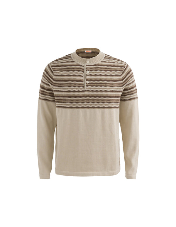 BAKYARDER Vintage Color-Block Polo Collar Pullover Sweater