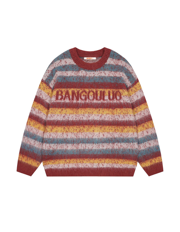 Pull vintage en mohair à rayures colorées BAKYARDER