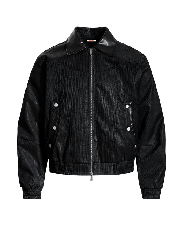 BAKYARDER Vintage Cracked Lapel Leather Jacket