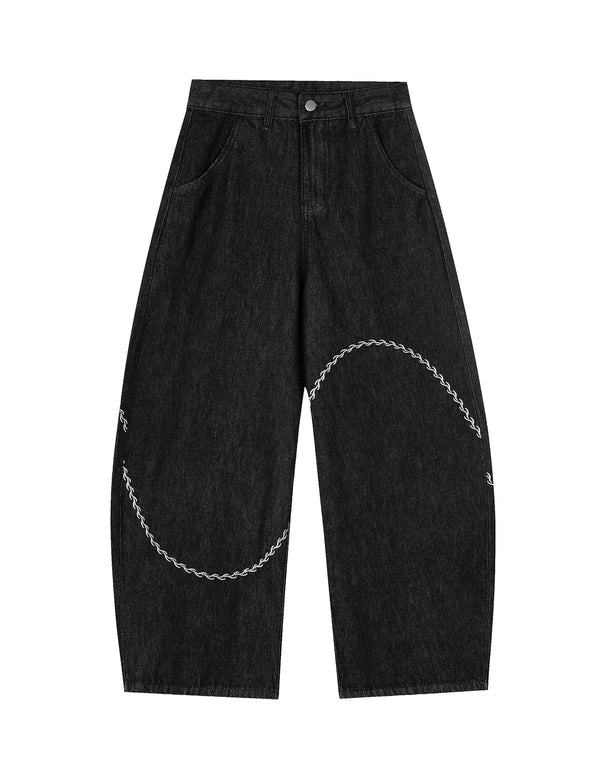 BAKYARDER Vintage Curved Embroidered Barrel Jeans