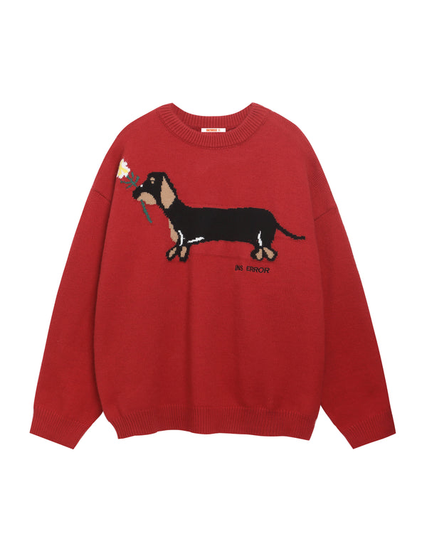 BAKYARDER Vintage Dachshund Pullover Sweater