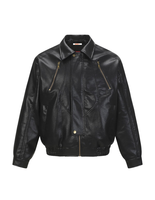 BAKYARDER Vintage Deconstructed Patchwork Biker Leather Jacket