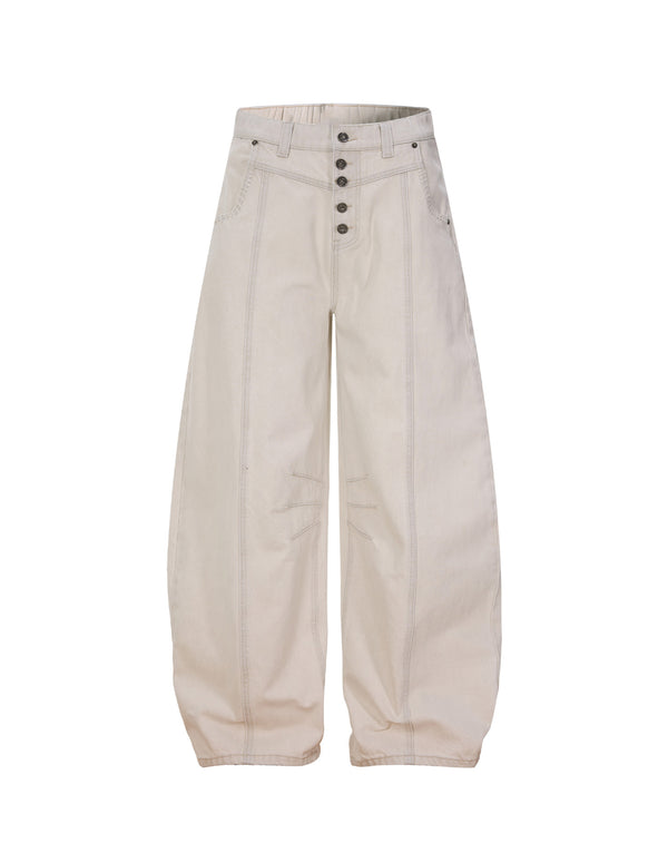 BAKYARDER Vintage Deconstructed Single-Button Barrel Jeans