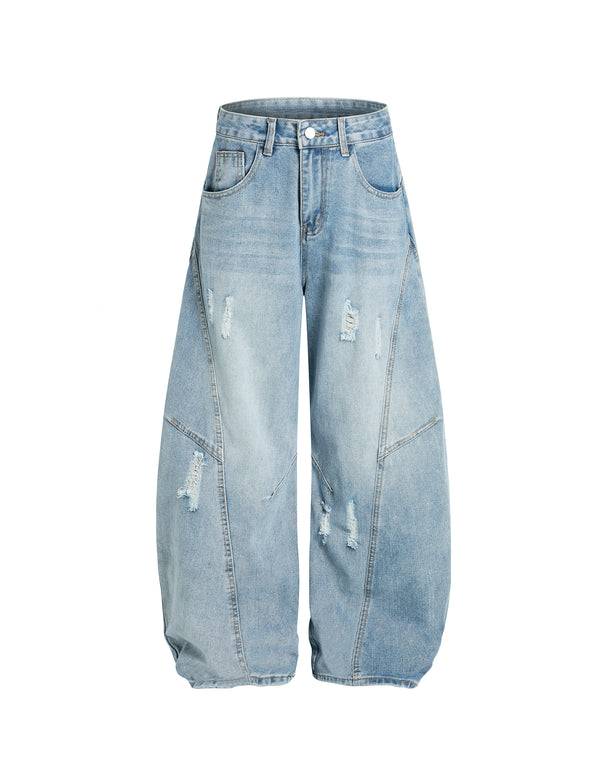 BAKYARDER Vintage Deconstructed Washed Barrel Jeans