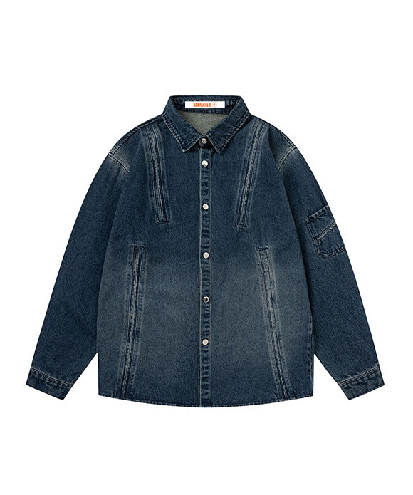 BAKYARDER Vintage Deconstructed Washed Denim Jacket